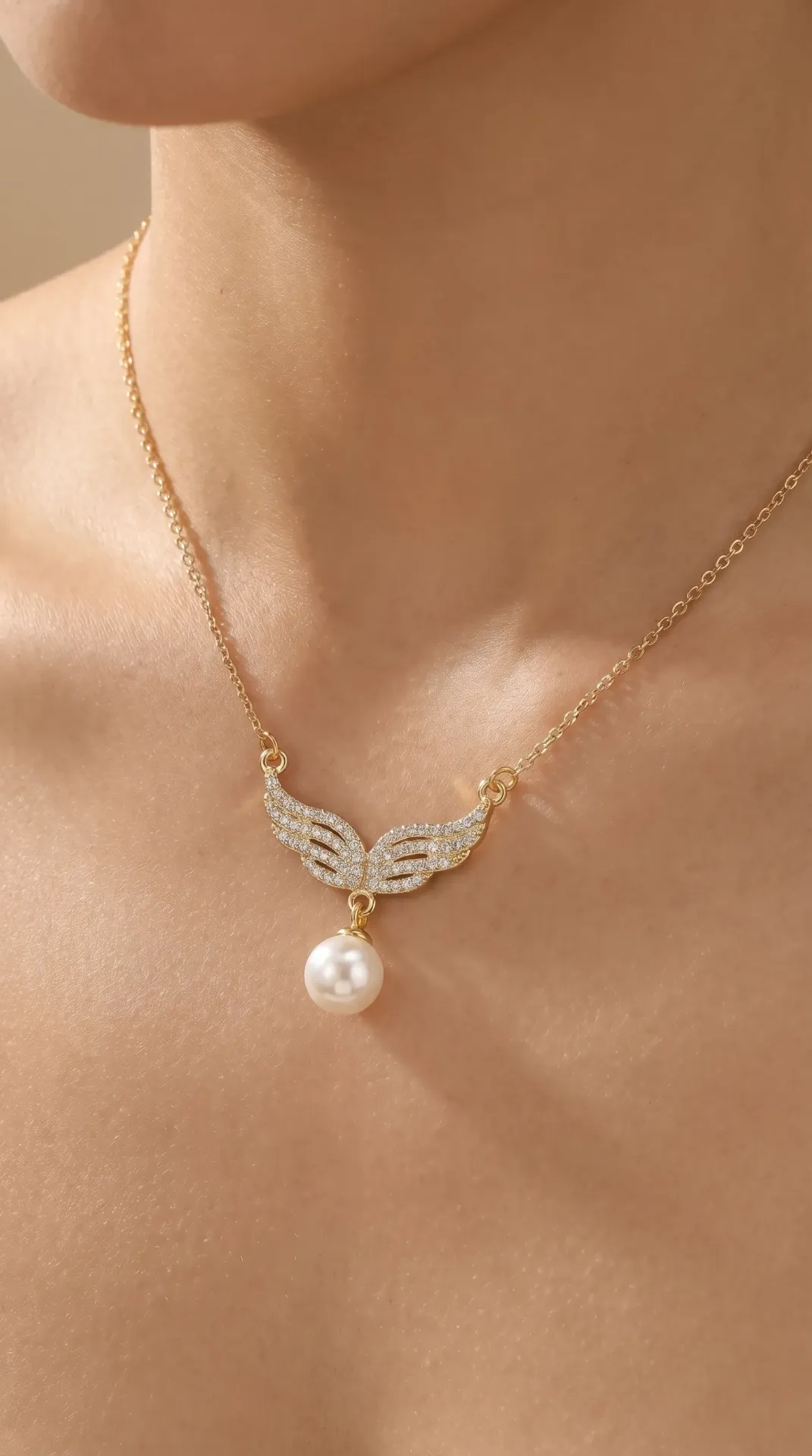 Angel Pearl Charm Necklace
